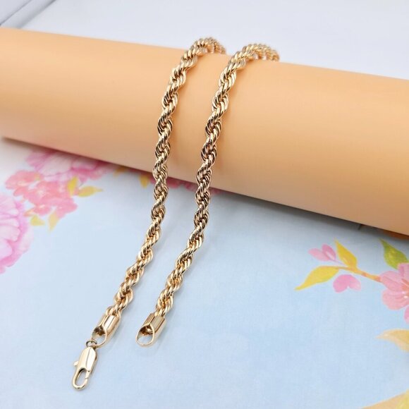 "Bold Rope Style Rose Gold Necklace for Men & Women, 19.7 Inch Length, XPNL0082 - Picture 7 of 12
